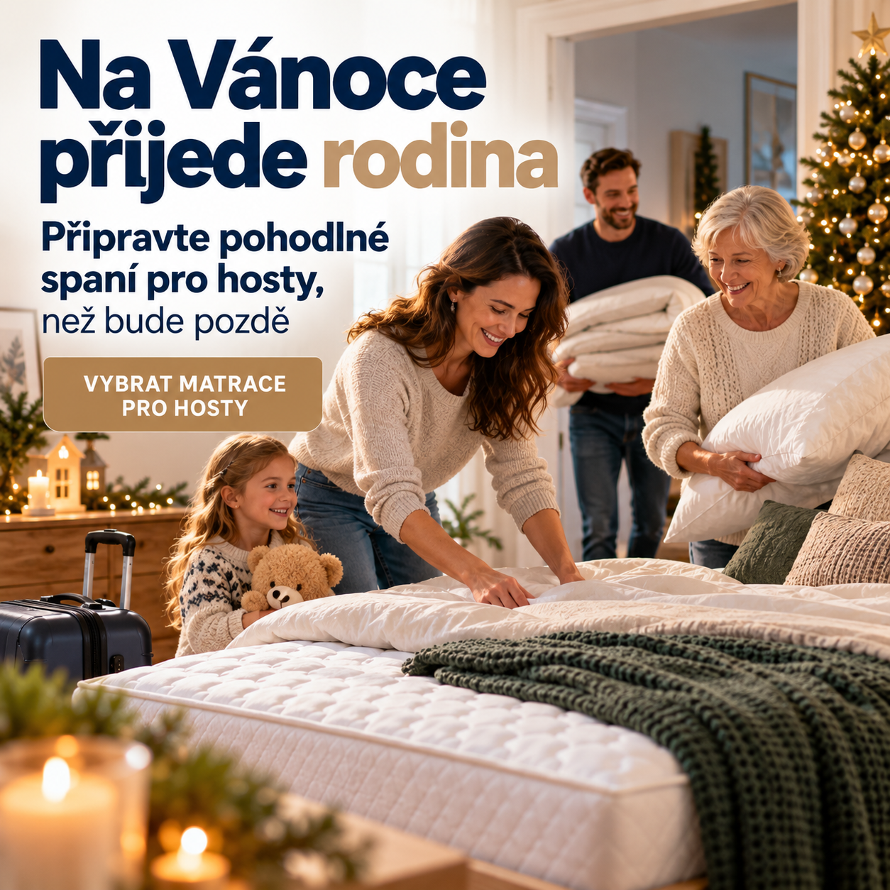 Vánoční přípravy na spaní pro hosty