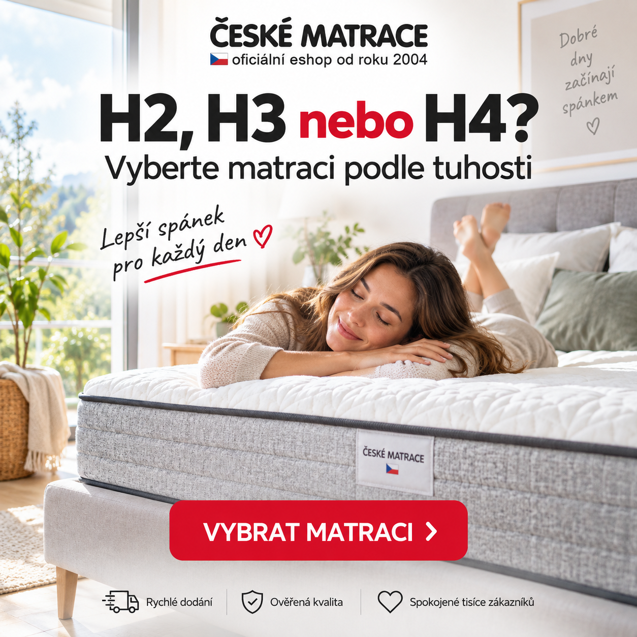 H2, H3 nebo H4? Vyberte matraci podle tuhosti