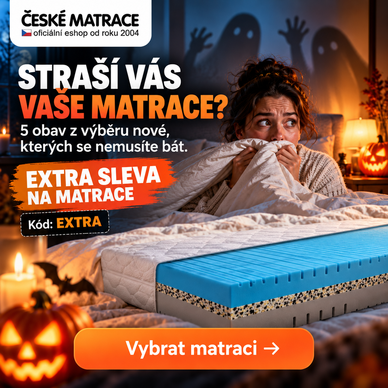 Halloweenská nabídka matrací s kódem EXTRA