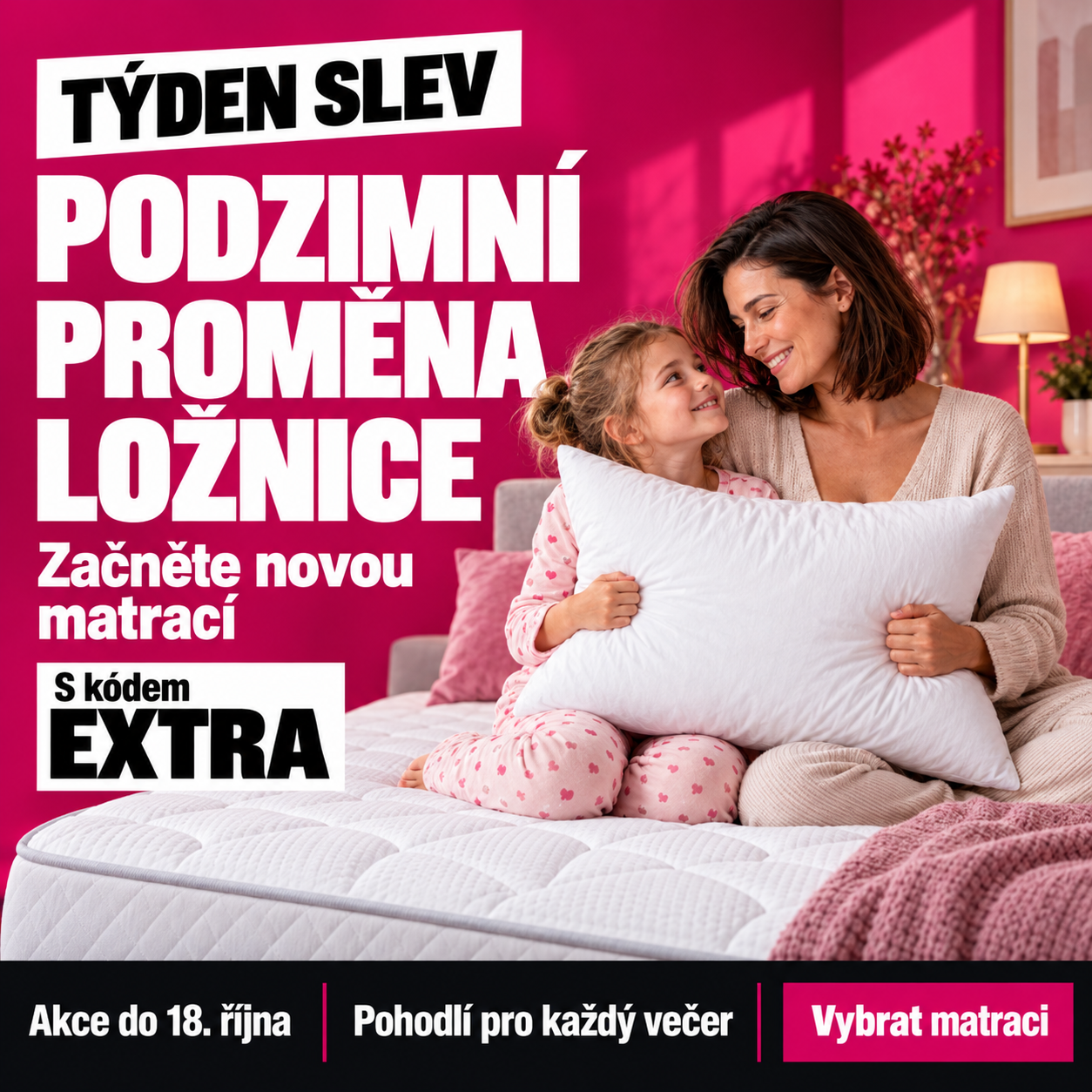 Týden slev: podzimní proměna ložnice s kódem EXTRA do 18. října