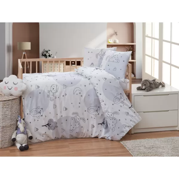 Brotex Bavlněné dětské povlečení do malé postýlky Zvířátka v zahradě 90 x 135 Zipový uzávěr