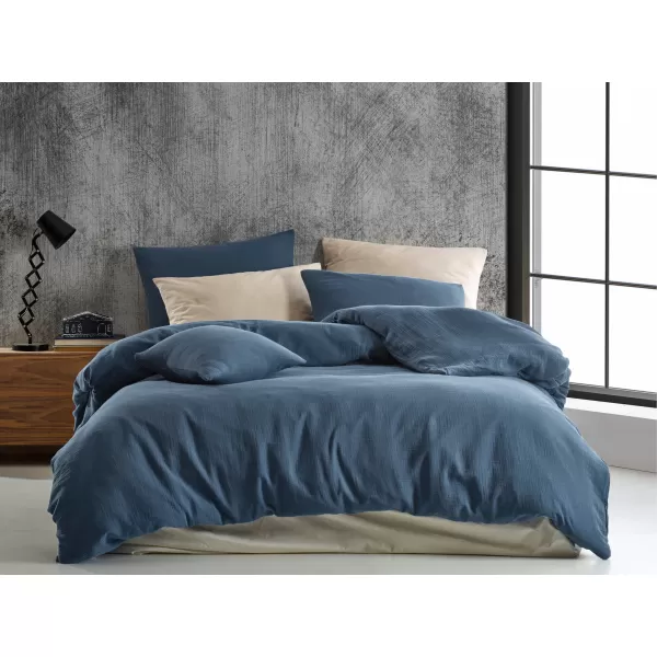 Brotex Francouzské mušelínové povlečení modré 240 x 220 Zipový uzávěr