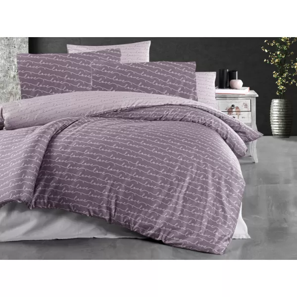 Brotex Francouzské povlečení Satén Love 200 x 200 Zipový uzávěr