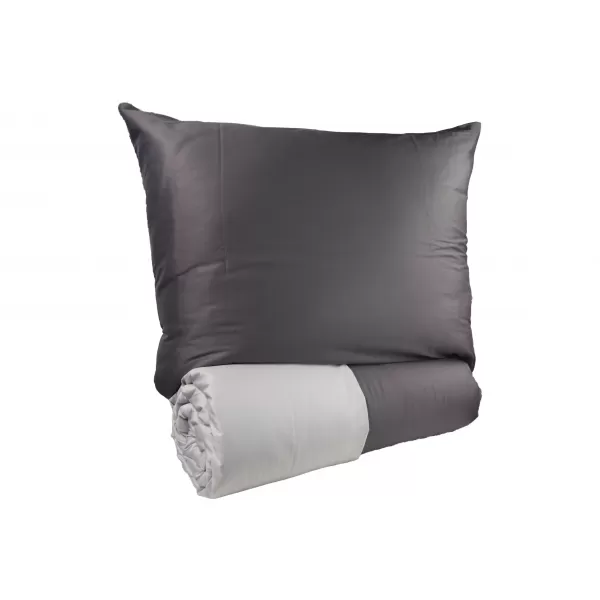 Brotex Povlečení Satén UNI DUO antracit/světle šedá 140 x 200 Zipový uzávěr