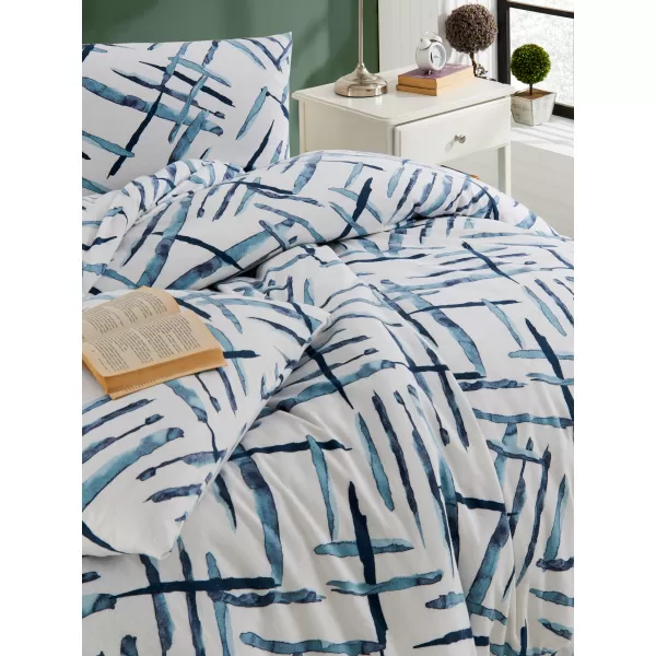 Brotex Prodloužené flanelové povlečení Orlex blue 140 x 220 Zipový uzávěr
