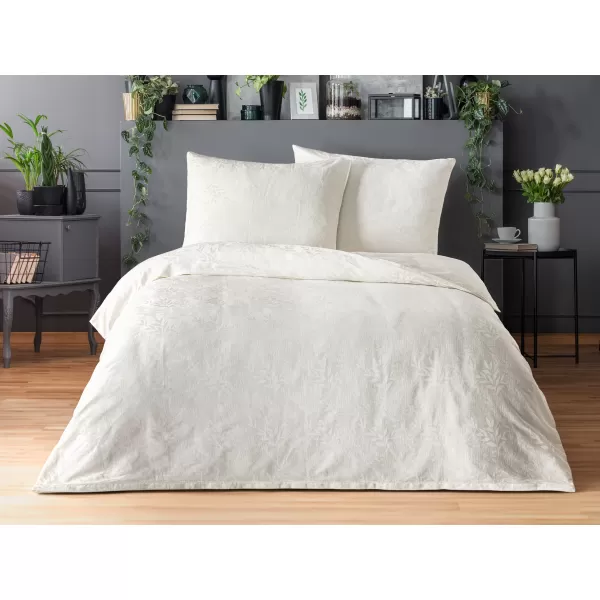 Brotex Luxusní žakárové povlečení listy smetanové 140 x 200 Zipový uzávěr