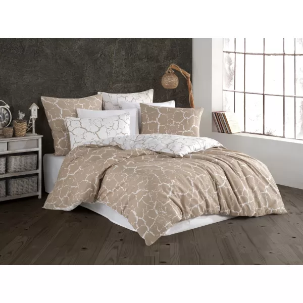 Brotex Prodloužené povlečení bavlna Misty beige 140 x 220 Zipový uzávěr