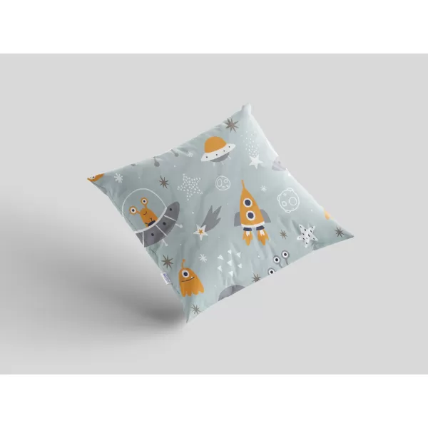 Brotex Bavlněný povlak na polštář s dětským motivem vesmítné ufo 40 x 40 Zipový uzávěr