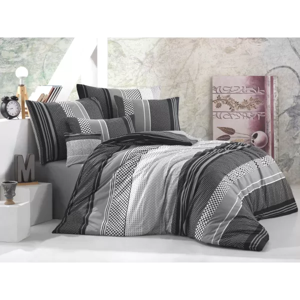 Brotex Prodloužené povlečení bavlna Sorento black 140 x 220 Zipový uzávěr