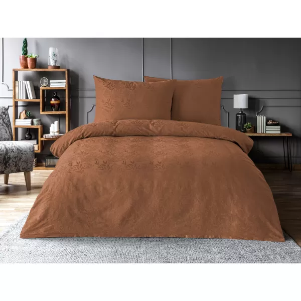Brotex Luxusní žakárové povlečení listy hnědé 140 x 200 Zipový uzávěr