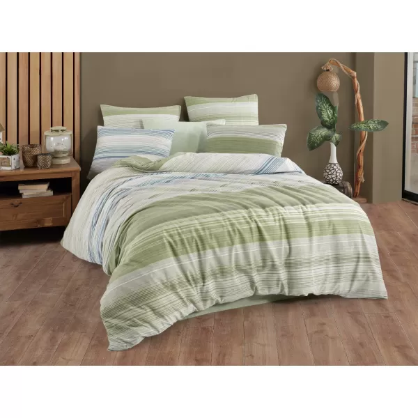 Brotex Prodloužené povlečení bavlna Linea green 140 x 220 Zipový uzávěr