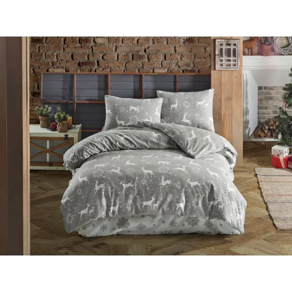 Brotex Prodloužené flanelové povlečení Escama grey 140 x 220 Zipový uzávěr