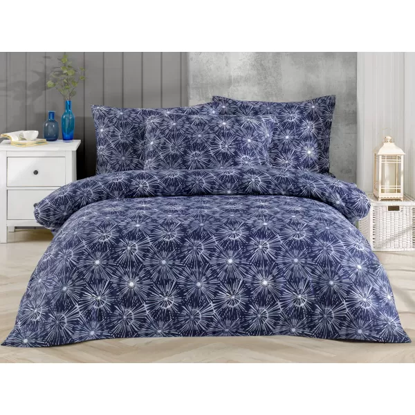 Brotex Francouzské povlečení Satén Mirabel blue 200 x 200 Zipový uzávěr