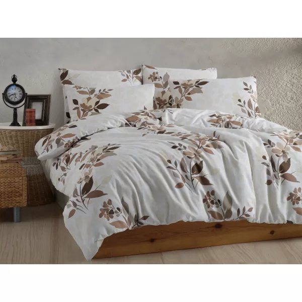 Brotex Prodloužené flanelové povlečení Liby hnědá 140 x 220 Zipový uzávěr