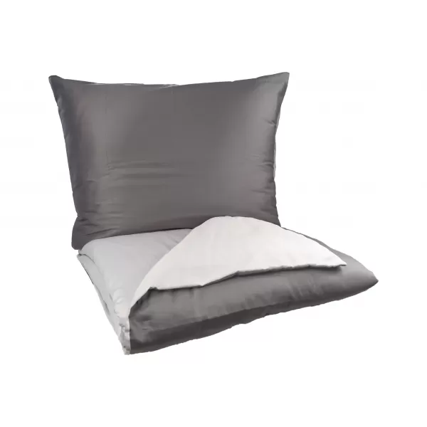 Brotex Prodloužené povlečení Satén UNI DUO antracit/světle šedá 140 x 220 Zipový uzávěr