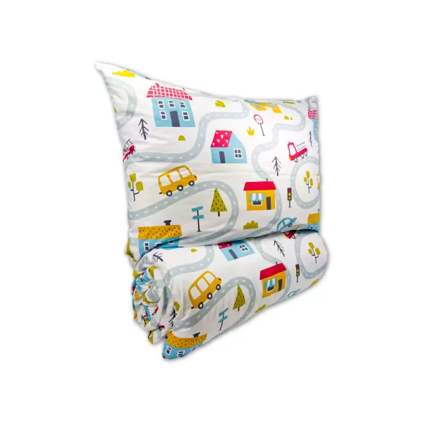 Brotex Krepové dětské povlečení Městečko 140 x 200 Zipový uzávěr