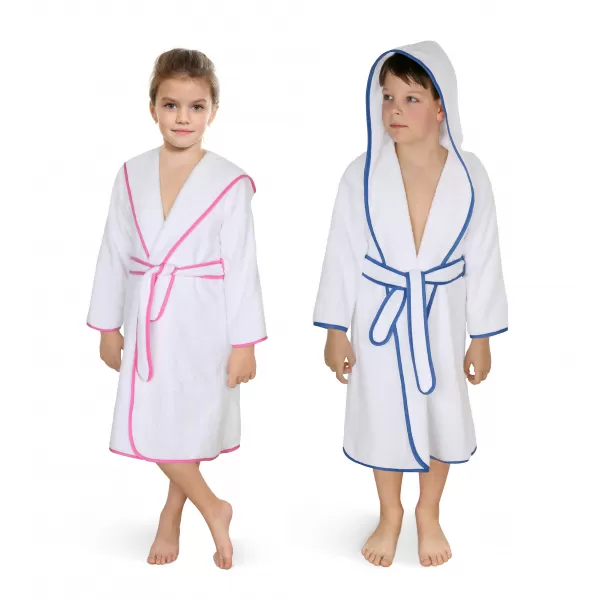 Brotex Dětský froté župan bílý s růžovou stuhou