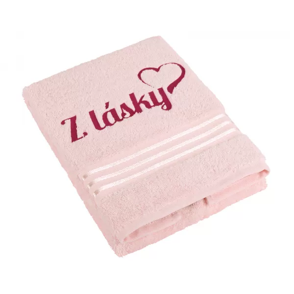 Brotex Froté ručník 500g Linie růžová s výšivkou Z lásky