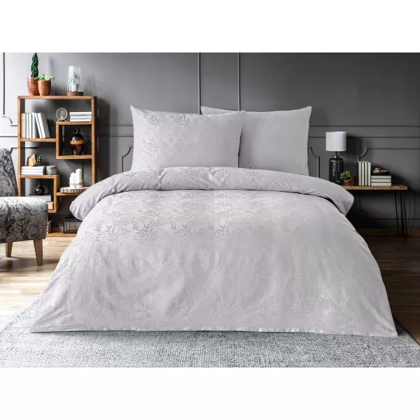 Brotex Luxusní žakárové povlečení listy světle šedé 140 x 200 Zipový uzávěr