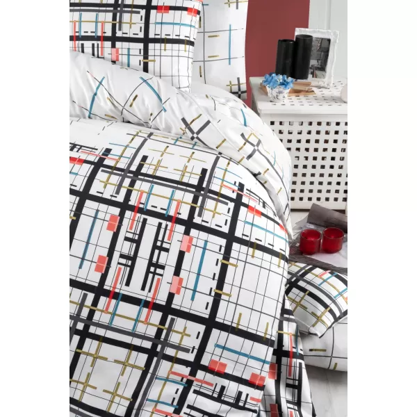 Brotex Povlečení Satén Geometry 140 x 200 Zipový uzávěr