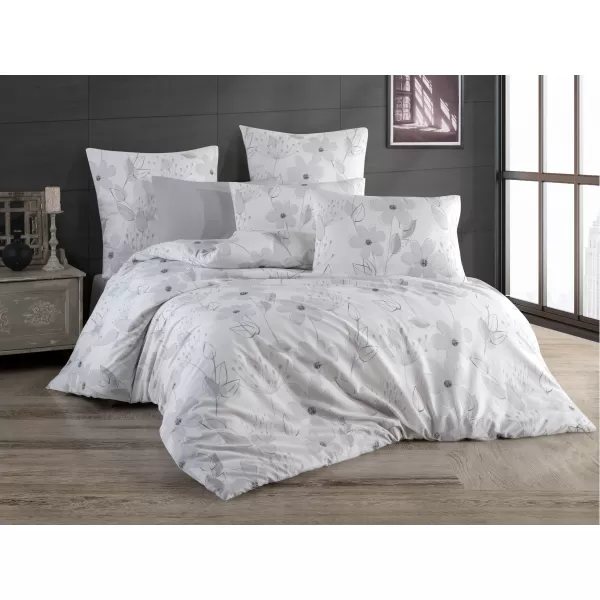 Brotex Povlečení francouzské krep Romance grey 200 x 200 Zipový uzávěr