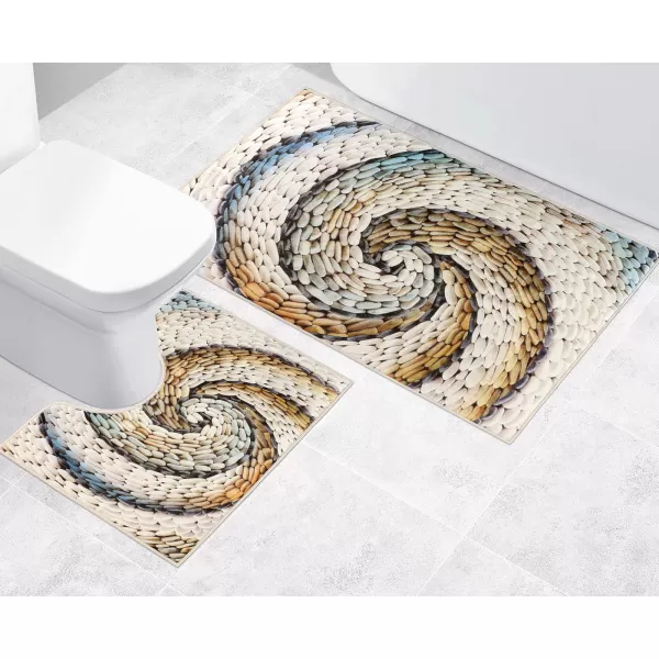 Brotex Koupelnová sada předložek 3D+60x50cm Oblázky béžové Béžová