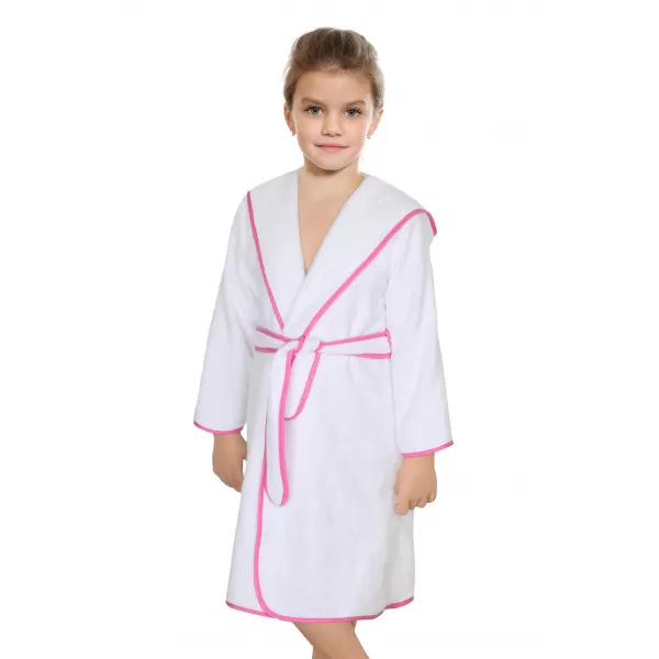 Brotex Dětský froté župan bílý s růžovou stuhou