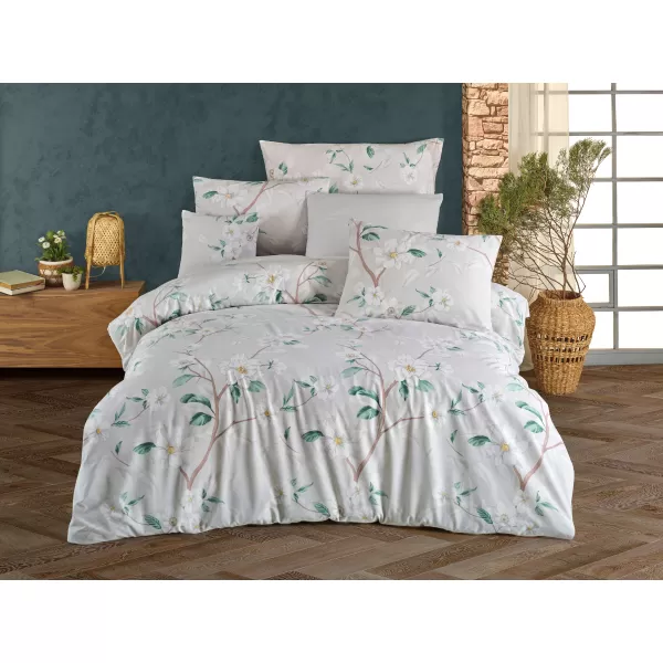 Brotex Prodloužené povlečení bavlna Saly green 140 x 220 Zipový uzávěr