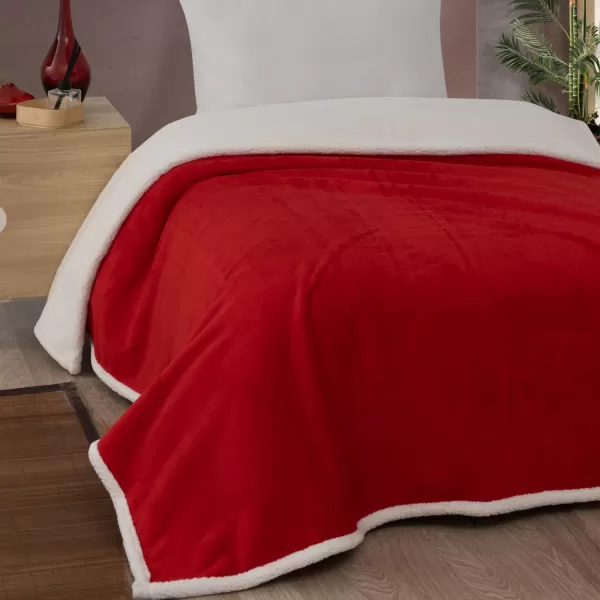 Brotex Beránková deka vínová/smetanová